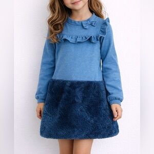 Janie and Jack Blue Two-Tone Ruffle Sweater Dress